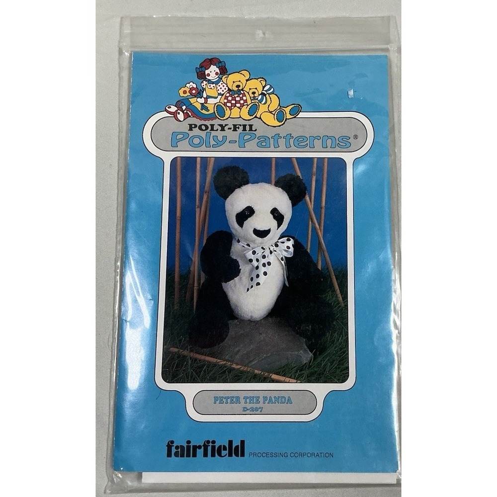 Vintage Fairfield Peter the Panda D-207 20" Plush Sewing Pattern Poly-Fil
